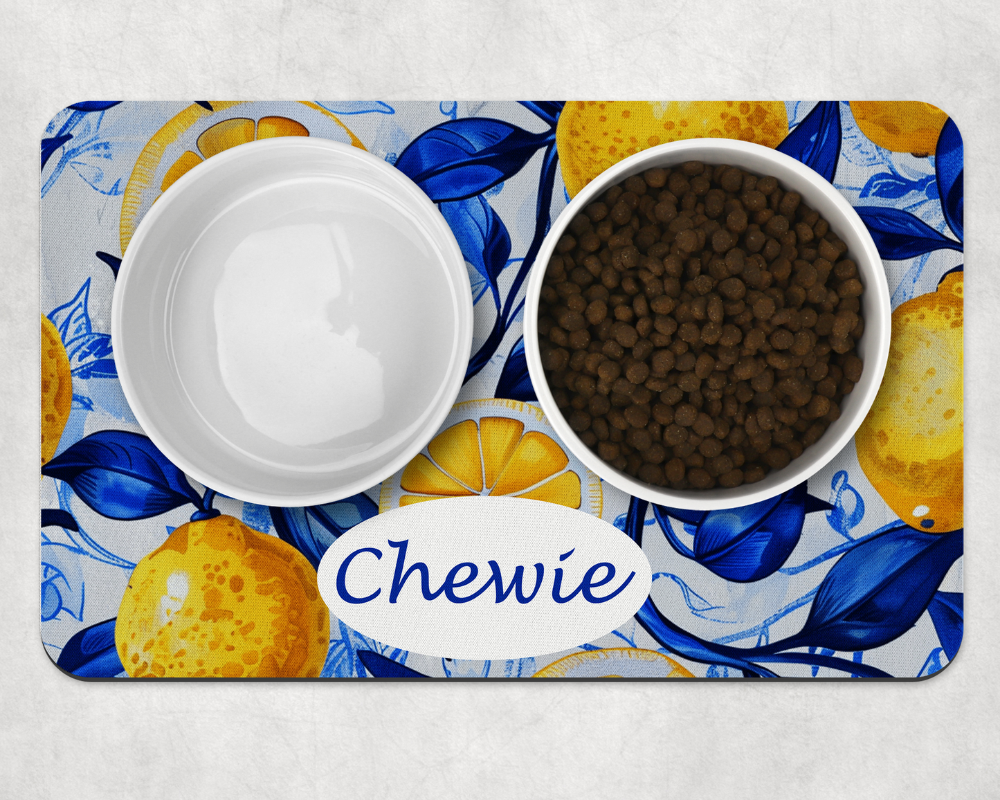 Personalised Pet Bowl Mat Amalfi Coast Inspired