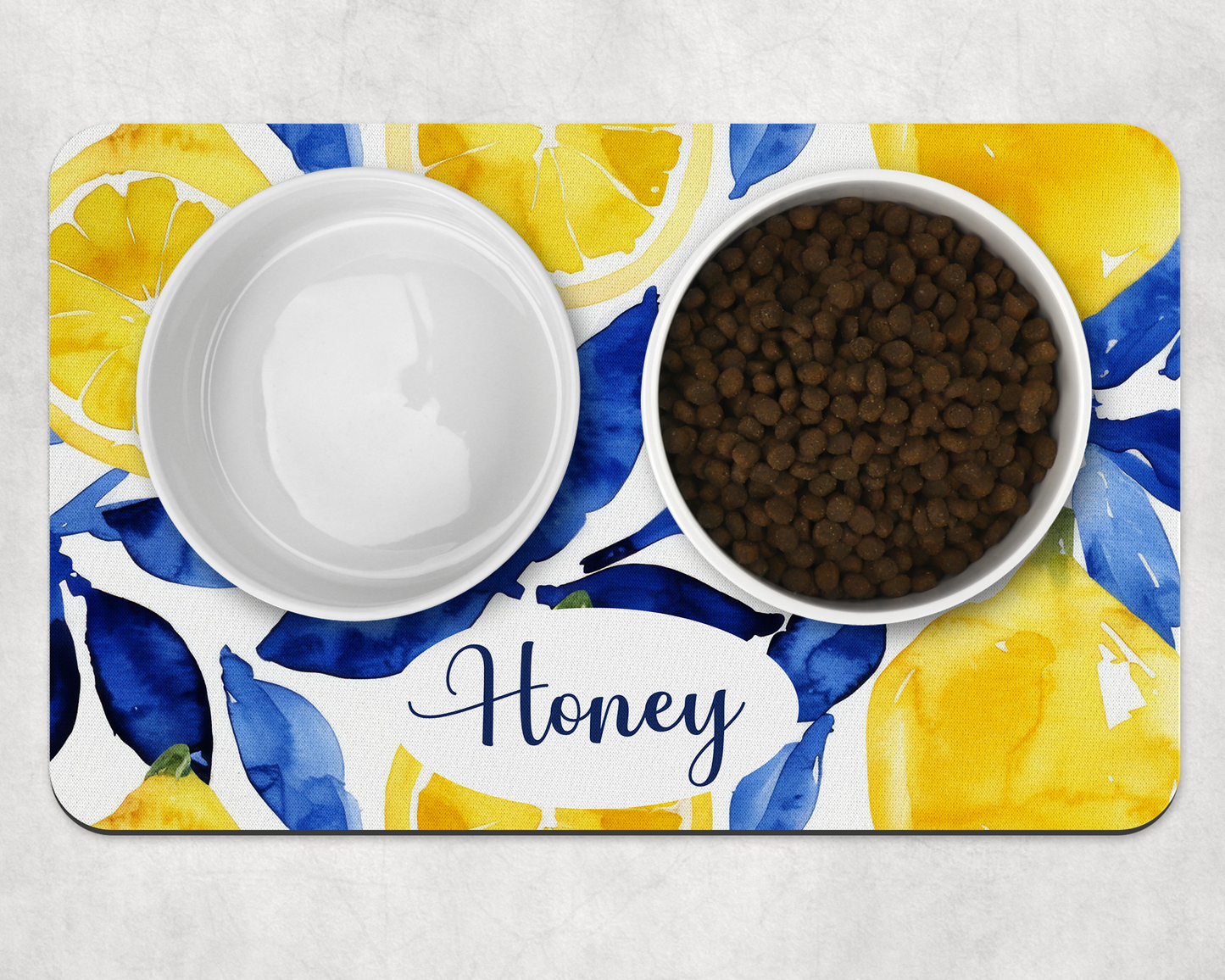Personalised Pet Bowl Mat Amalfi Coast Inspired
