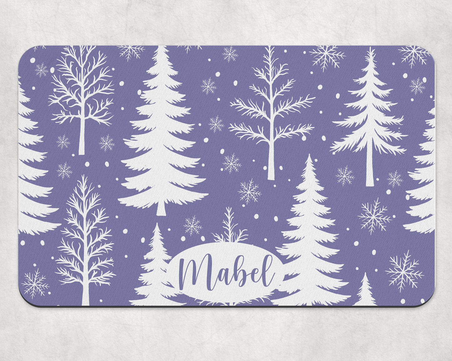 Personalised Pet Bowl Mat Christmas Tree & Snowflakes Design