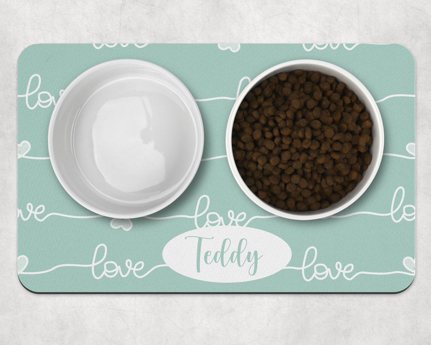Personalised Pet Bowl Mat Love design