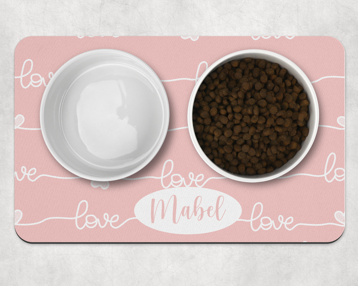 Personalised Pet Bowl Mat Love design
