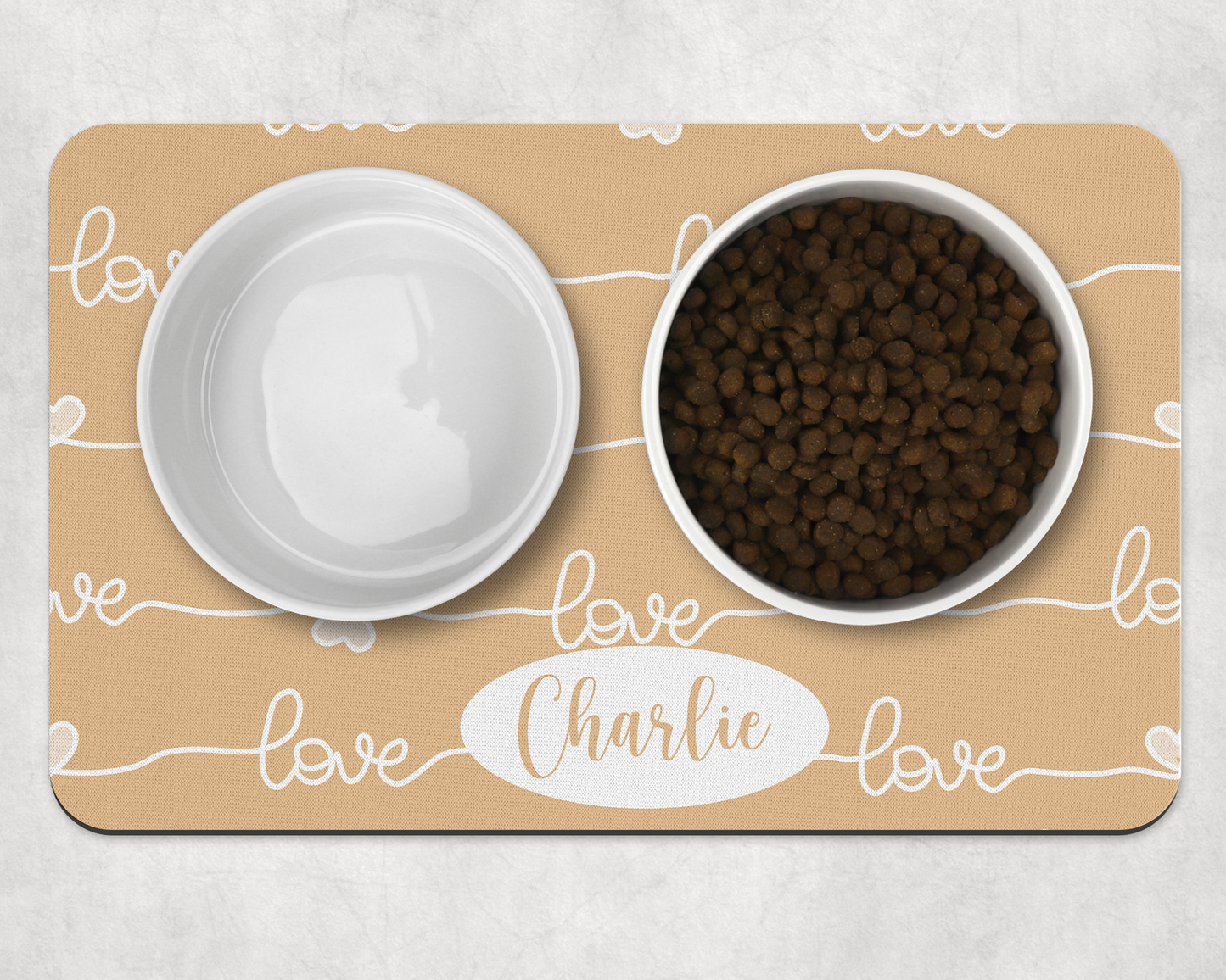 Personalised Pet Bowl Mat Love design