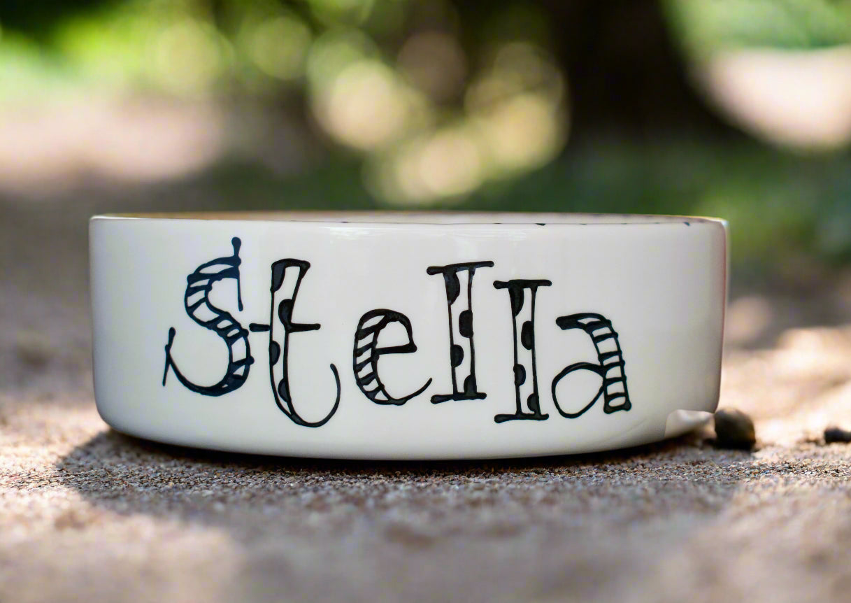 Personalised Straight Sided Doodle Font bowl