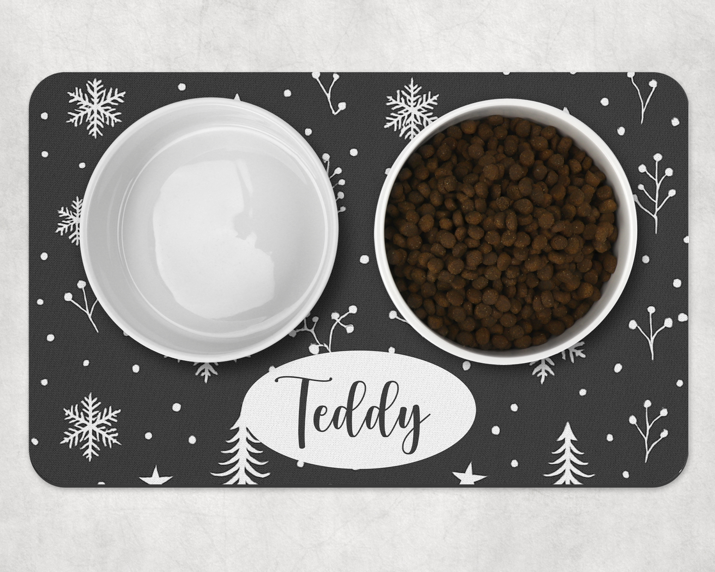 Personalised Pet Bowl Mat Scandi Style Christmas mat design