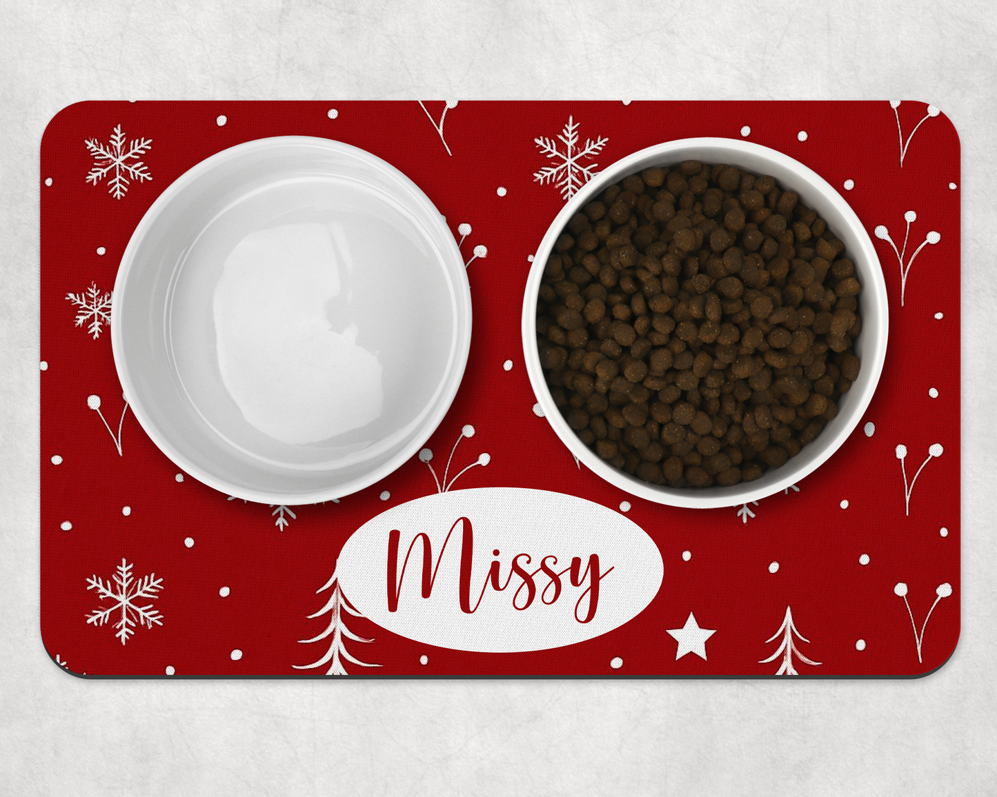 Personalised Pet Bowl Mat Scandi Style Christmas mat design
