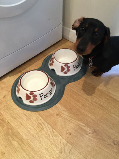Personalised Slanted Paw Print Bowl