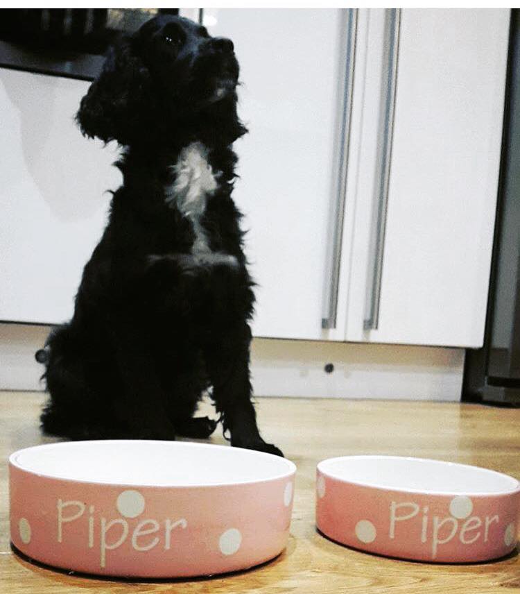 Personalised Straight sided Polka design 2 bowl set
