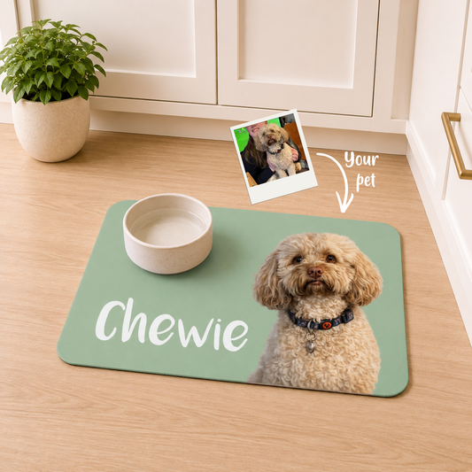 Personalised Pet Bowl Mat Portrait Design