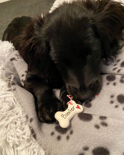 Personalised Small Ceramic Hanging Christmas Bone Decoration