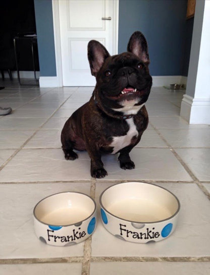 Personalised Straight sided Spotty design 2 bowl set