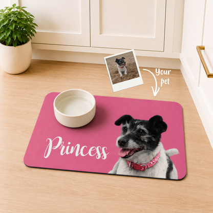 Personalised Pet Bowl Mat Portrait Design