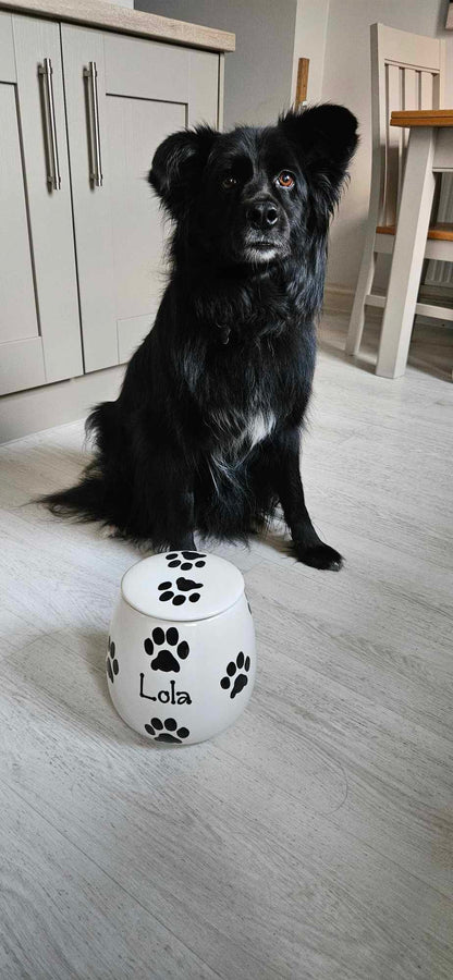 Personalised Treat Jar Paw Print Design