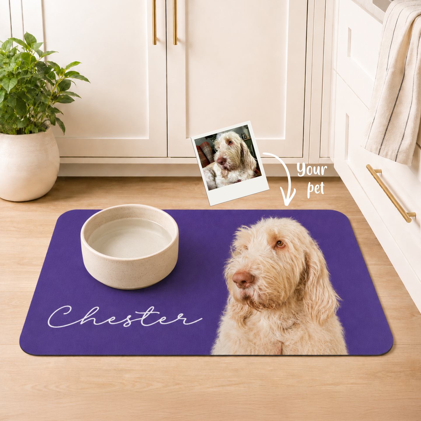 Personalised Pet Bowl Mat Portrait Design