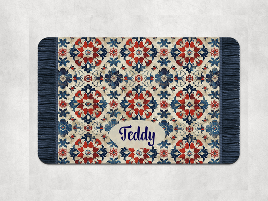 Personalised Pet Bowl Mat Turkish Rug Design