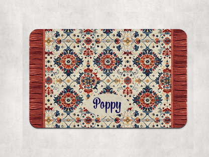 Personalised Pet Bowl Mat Turkish Rug Design