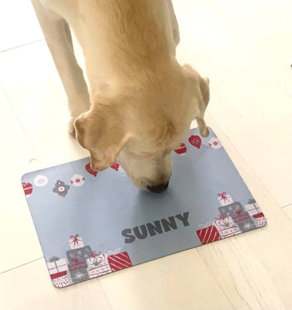 Personalised Pet Bowl Mat Christmas Presents Design