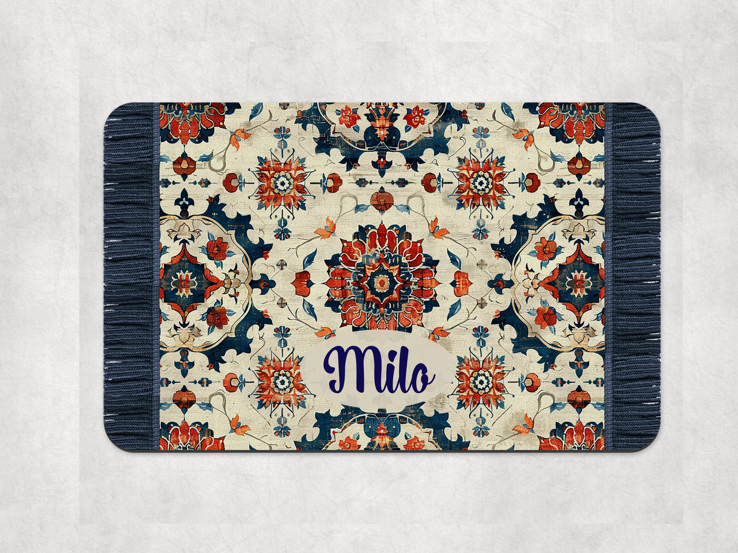 Personalised Pet Bowl Mat Turkish Rug Design