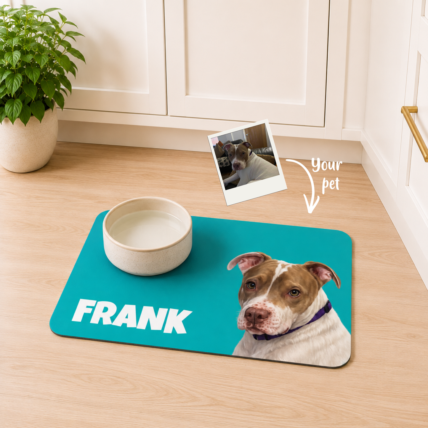 Personalised Pet Bowl Mat Portrait Design