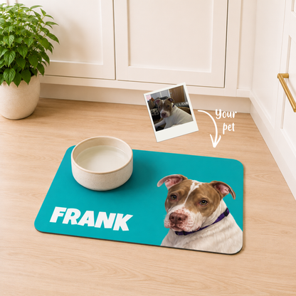 Personalised Pet Bowl Mat Portrait Design