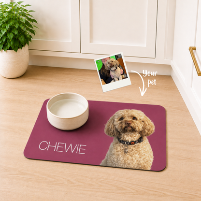 Personalised Pet Bowl Mat Portrait Design