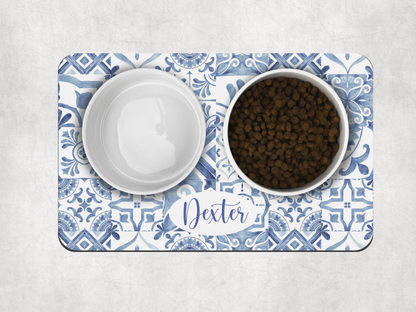 Personalised Pet Bowl Mat Mediterranean tile design