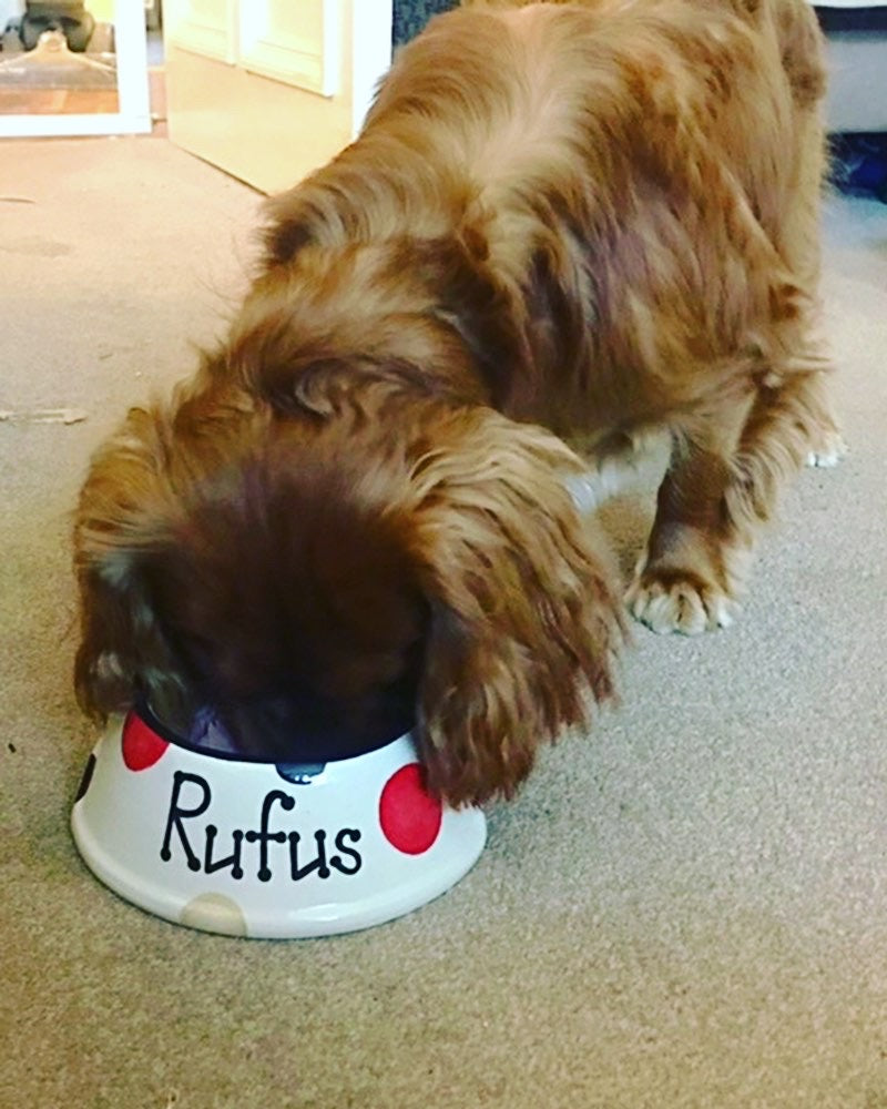 Personalised Slanted Spotty Bowl