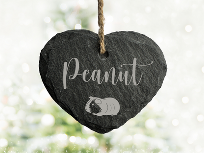 Personalised Small Slate Hanging Christmas heart Decoration