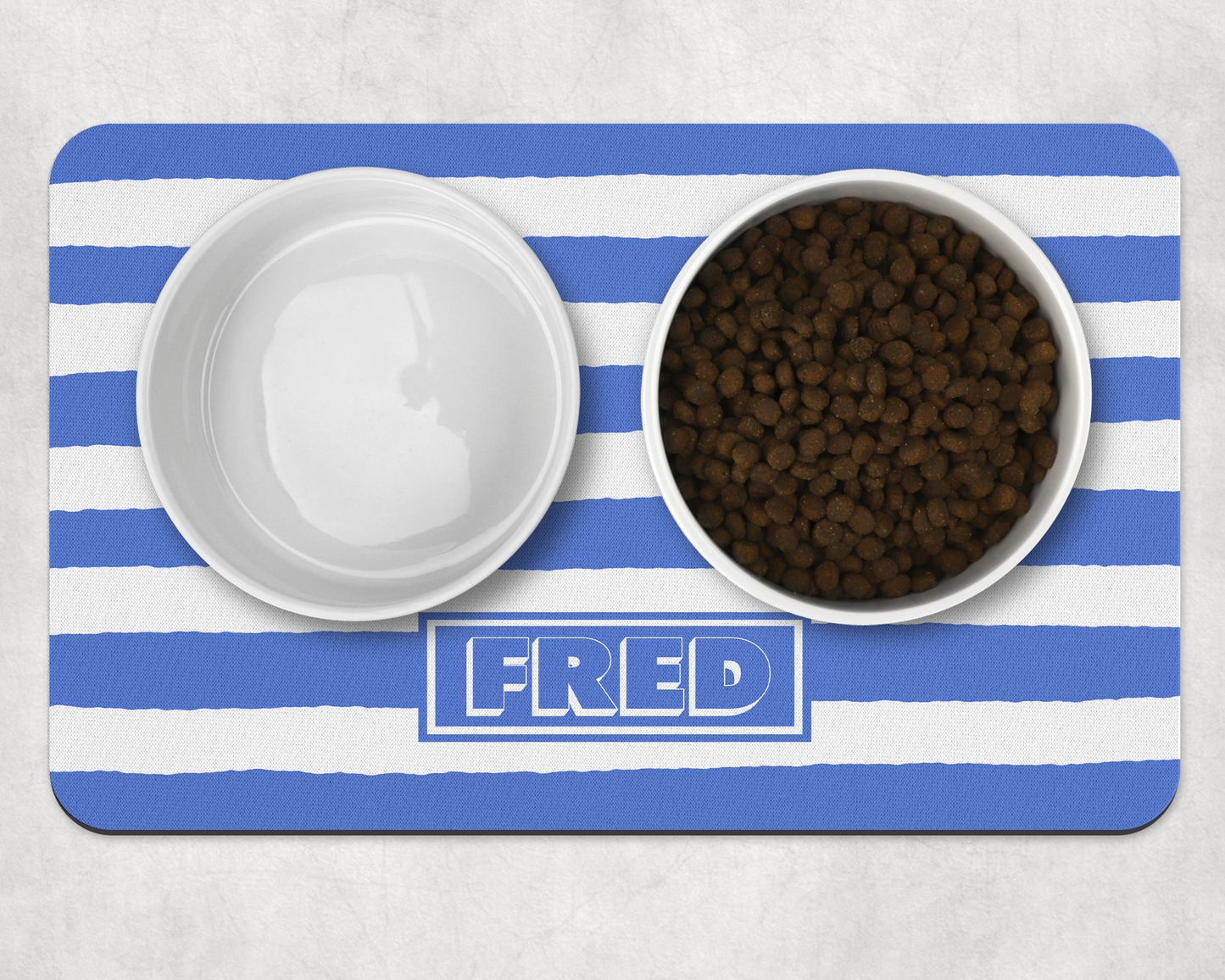 Personalised Pet Bowl Mat Stripey Design