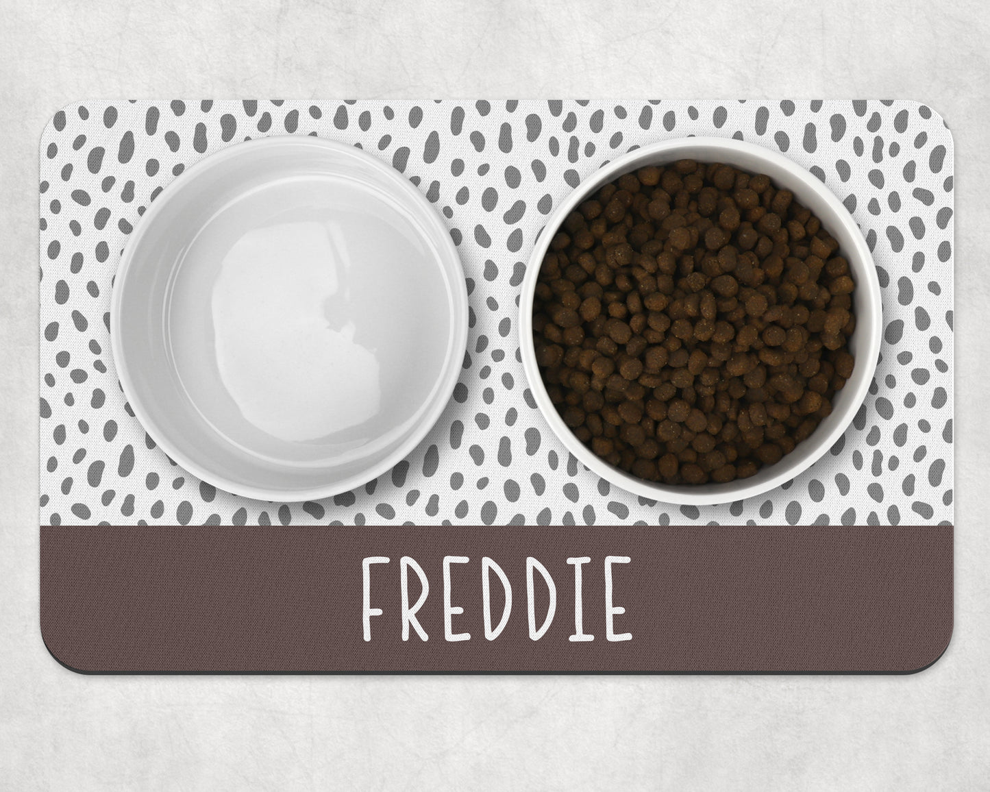 Personalised Pet Bowl Mat Spotty Stripe Design