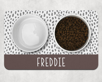Personalised Pet Bowl Mat Spotty Stripe Design