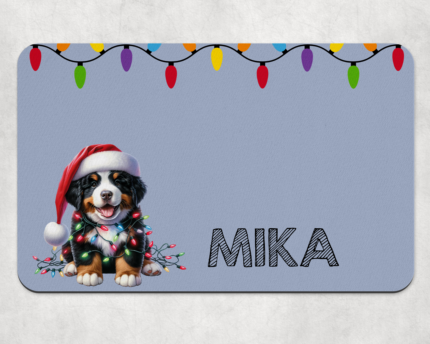 Personalised Christmas Bowl Mat Dog Breed Design