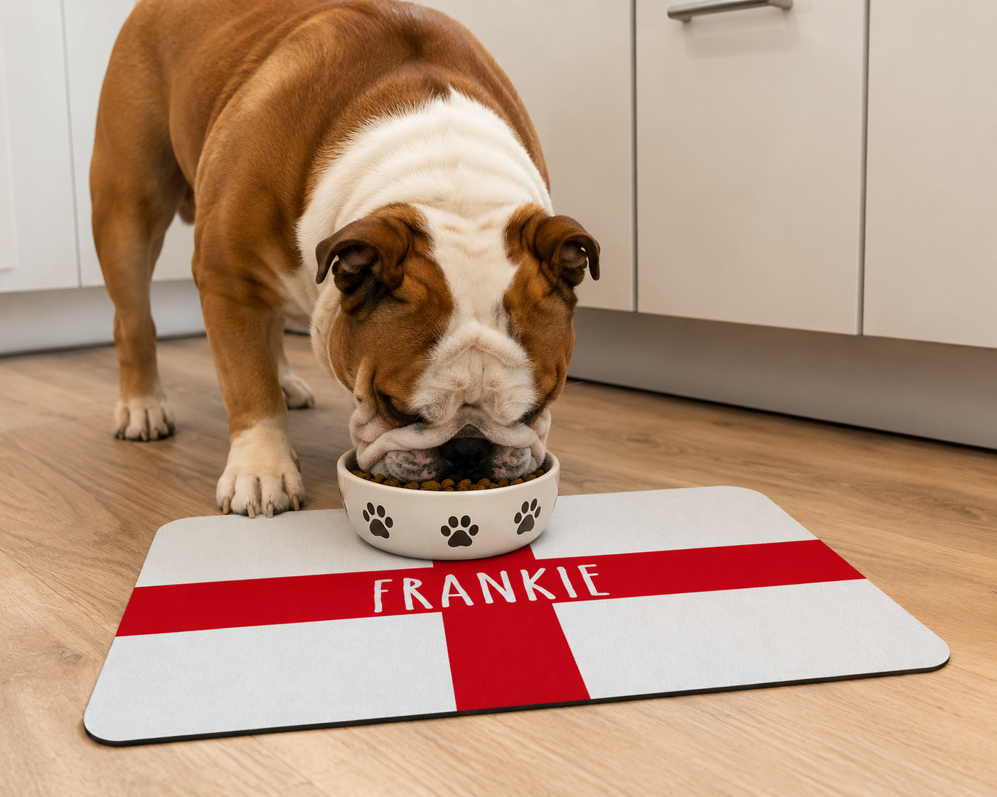 Personalised Pet Bowl Mat Flag Design