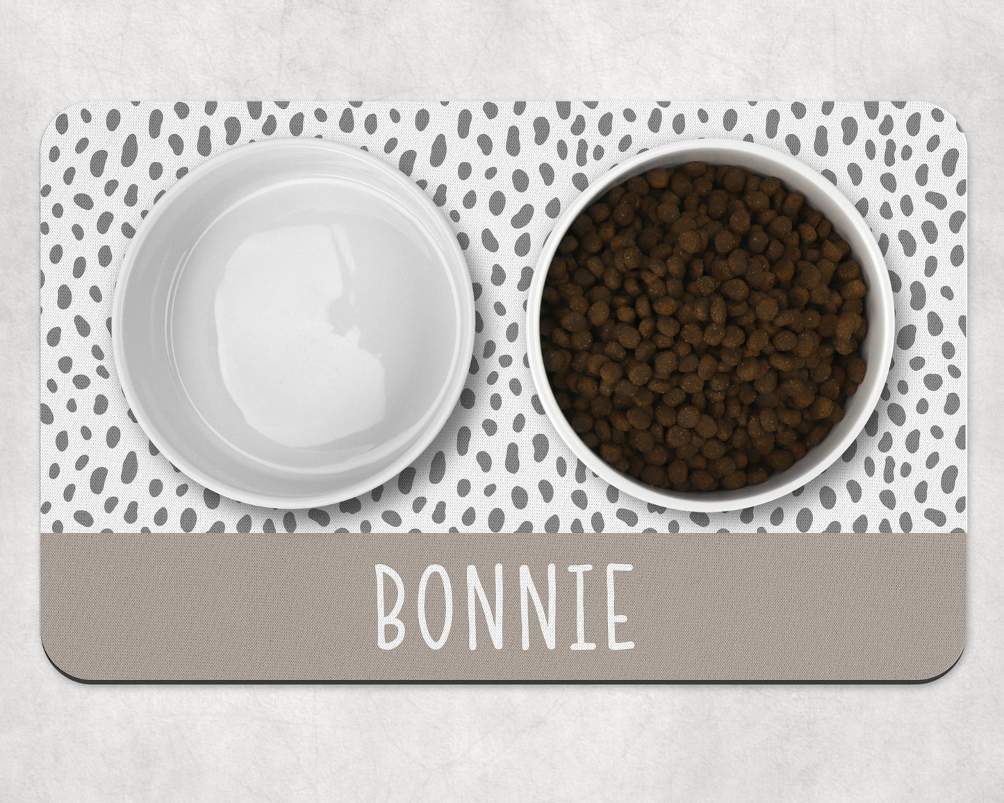 Personalised Pet Bowl Mat Spotty Stripe Design