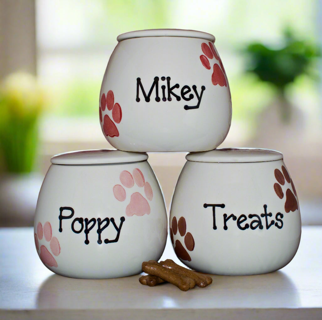 Personalised Treat Jar Paw Print Design