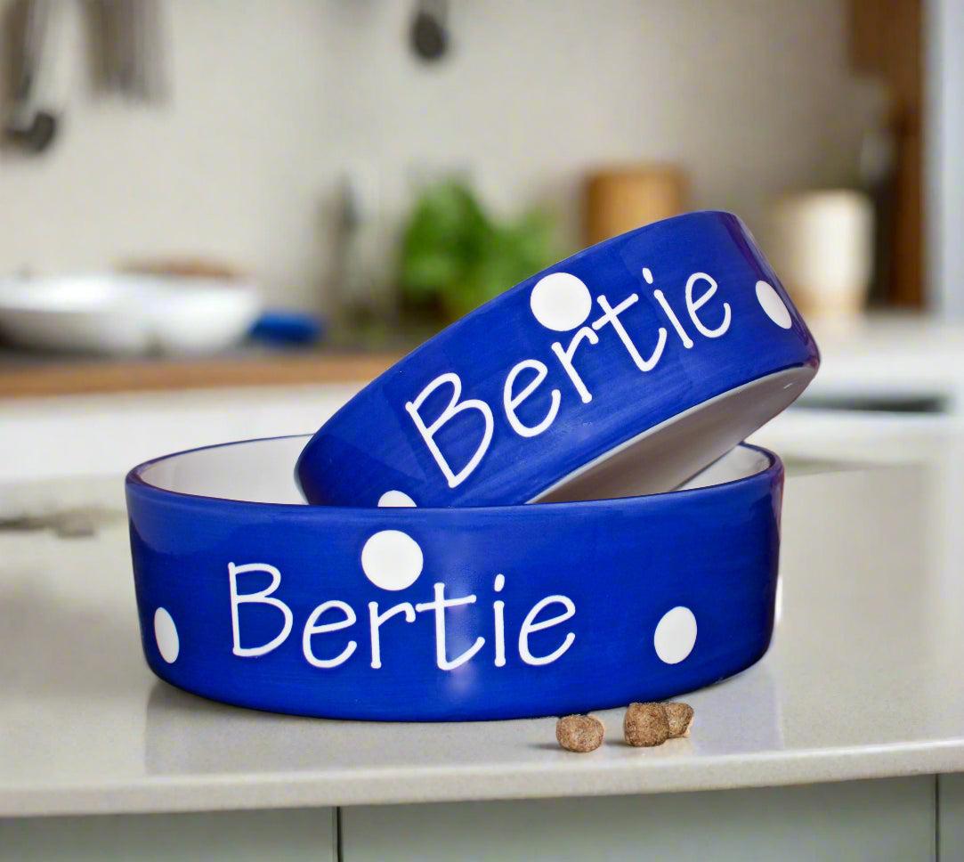 Personalised Straight sided Polka design 2 bowl set
