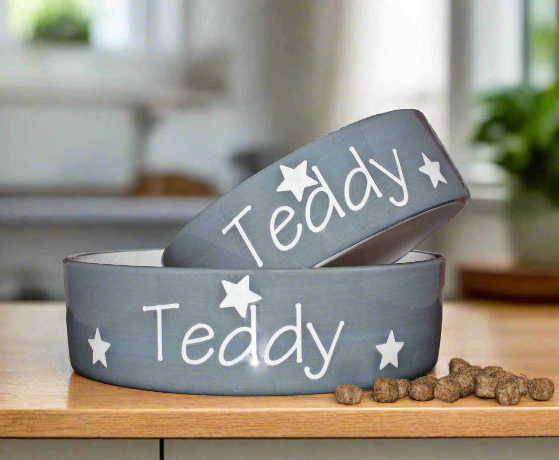 Personalised Straight sided Polka design 2 bowl set