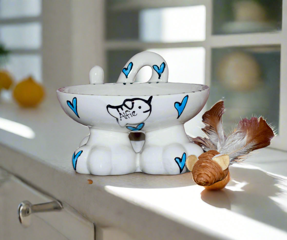 Personalised Cat Leg Bowl Whimsical Design