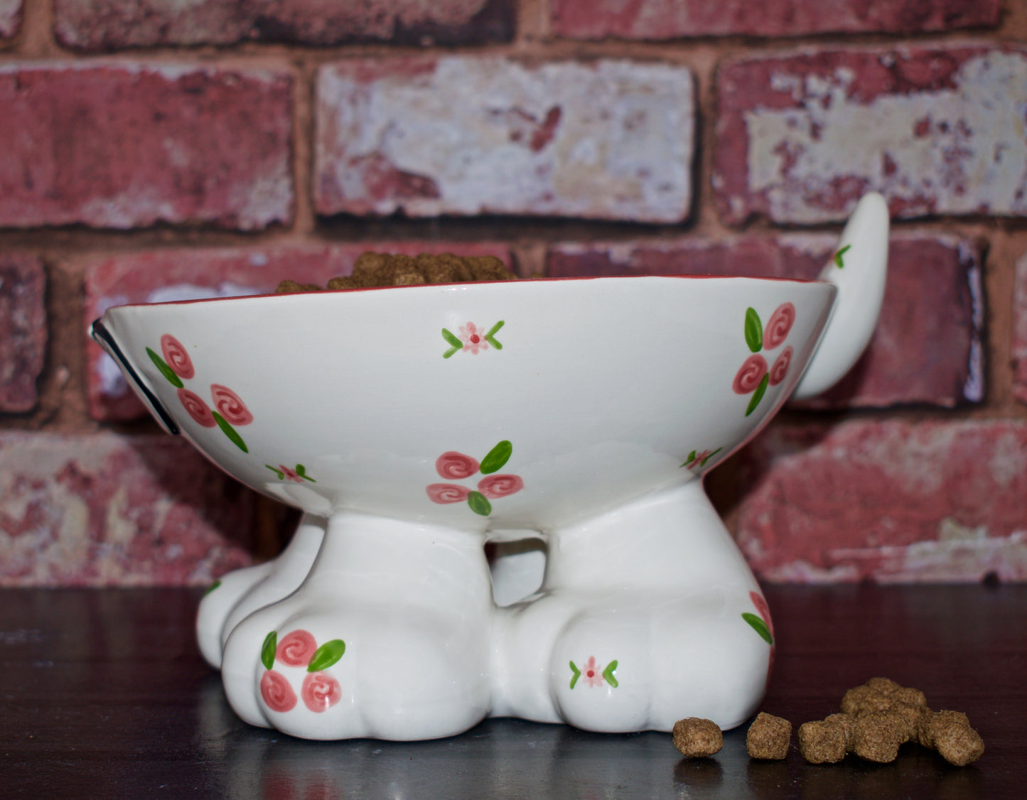 Personalised Dog Leg Bowl Roses Design
