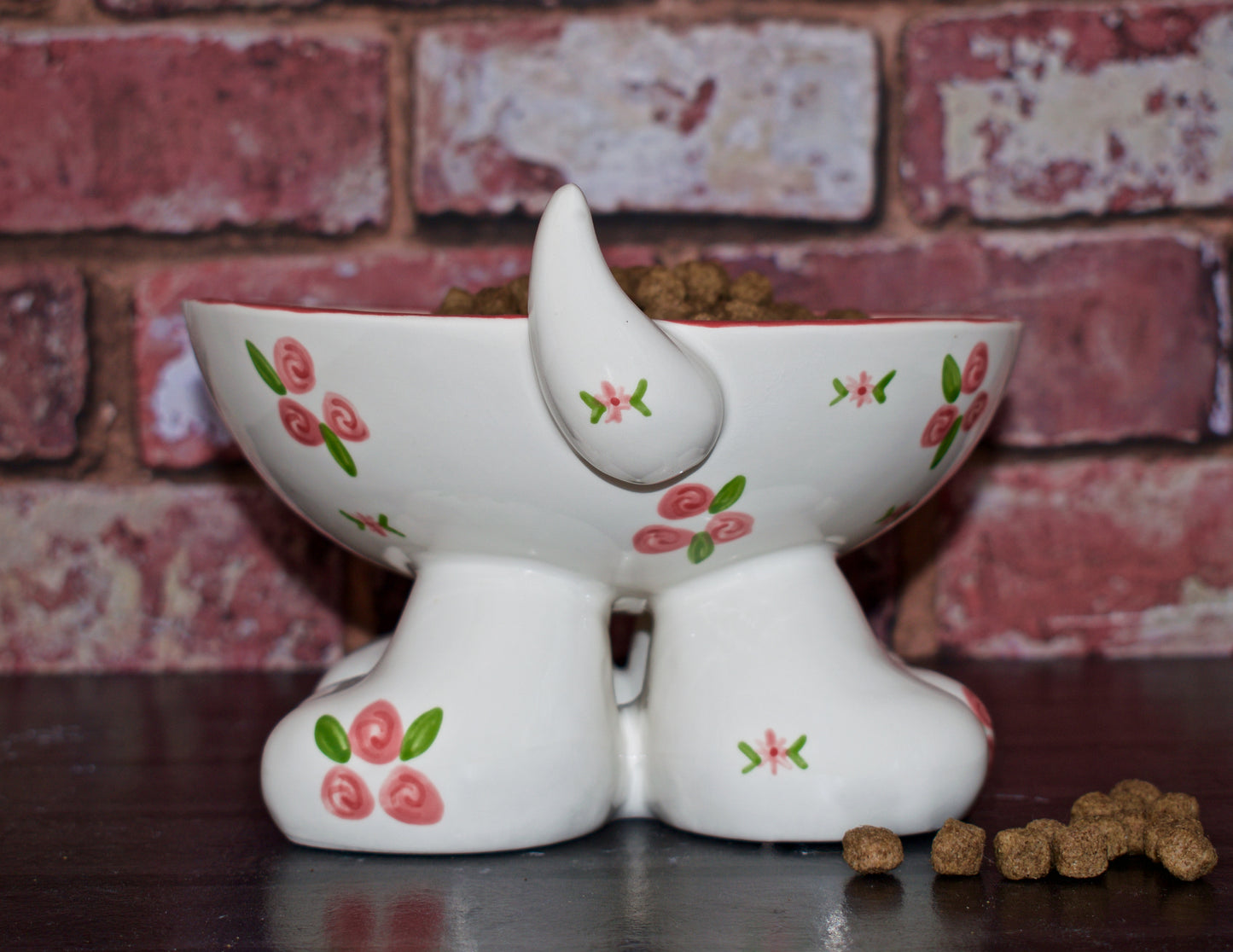 Personalised Dog Leg Bowl Roses Design