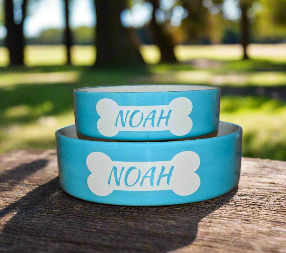 Personalised Straight sided Bone design 2 bowl set