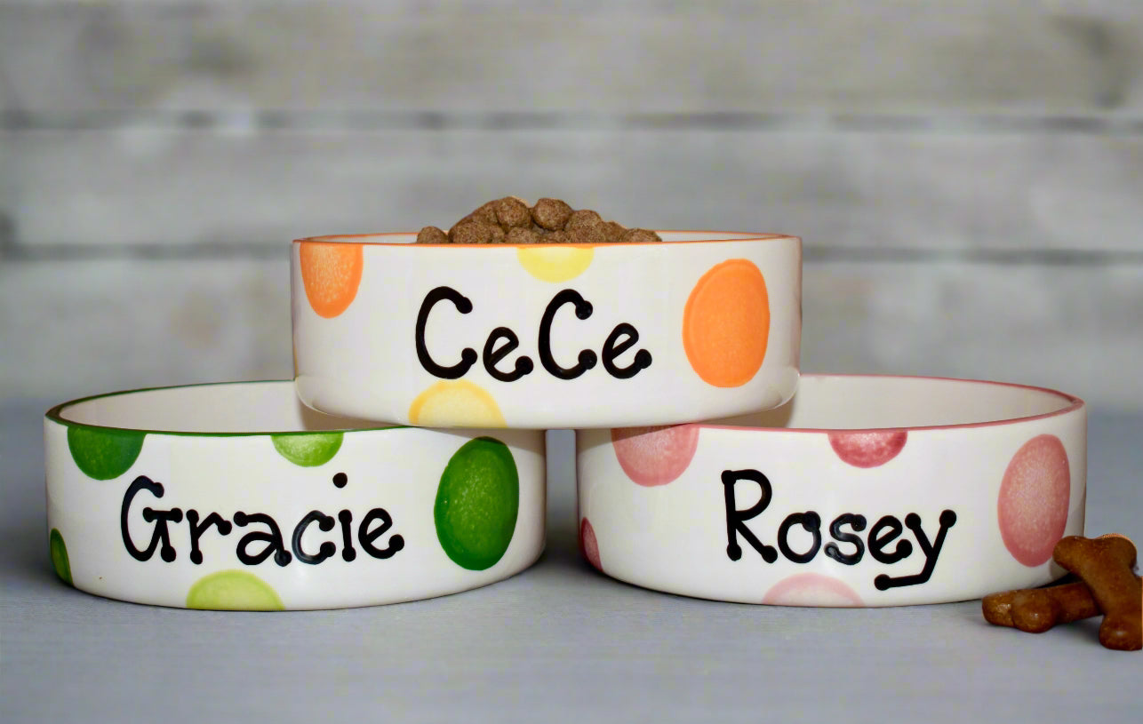 Personalised Straight Sided  Spotty Bowl
