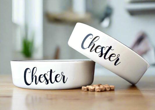 Personalised Straight sided Script Font 2 bowl set