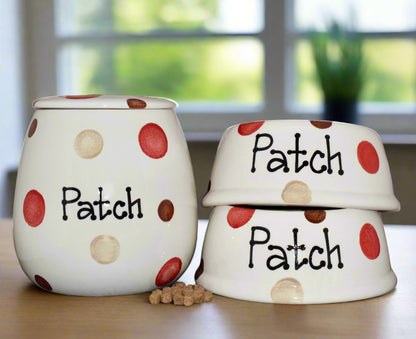 Personalised Slanted Spotty Design Treat Jar set