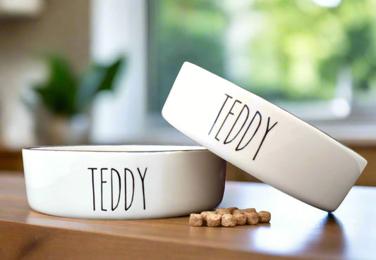 Personalised Straight sided Skinny Font 2 bowl set