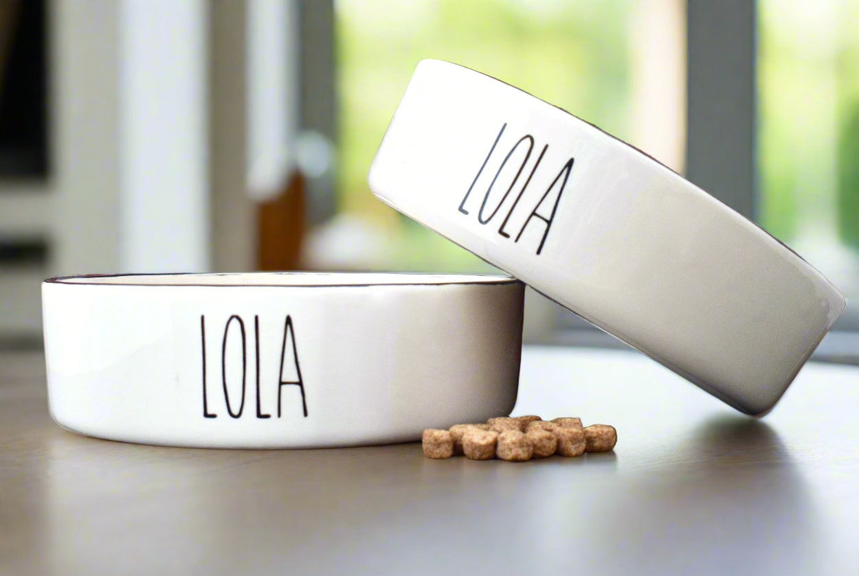 Personalised Straight sided Skinny Font 2 bowl set