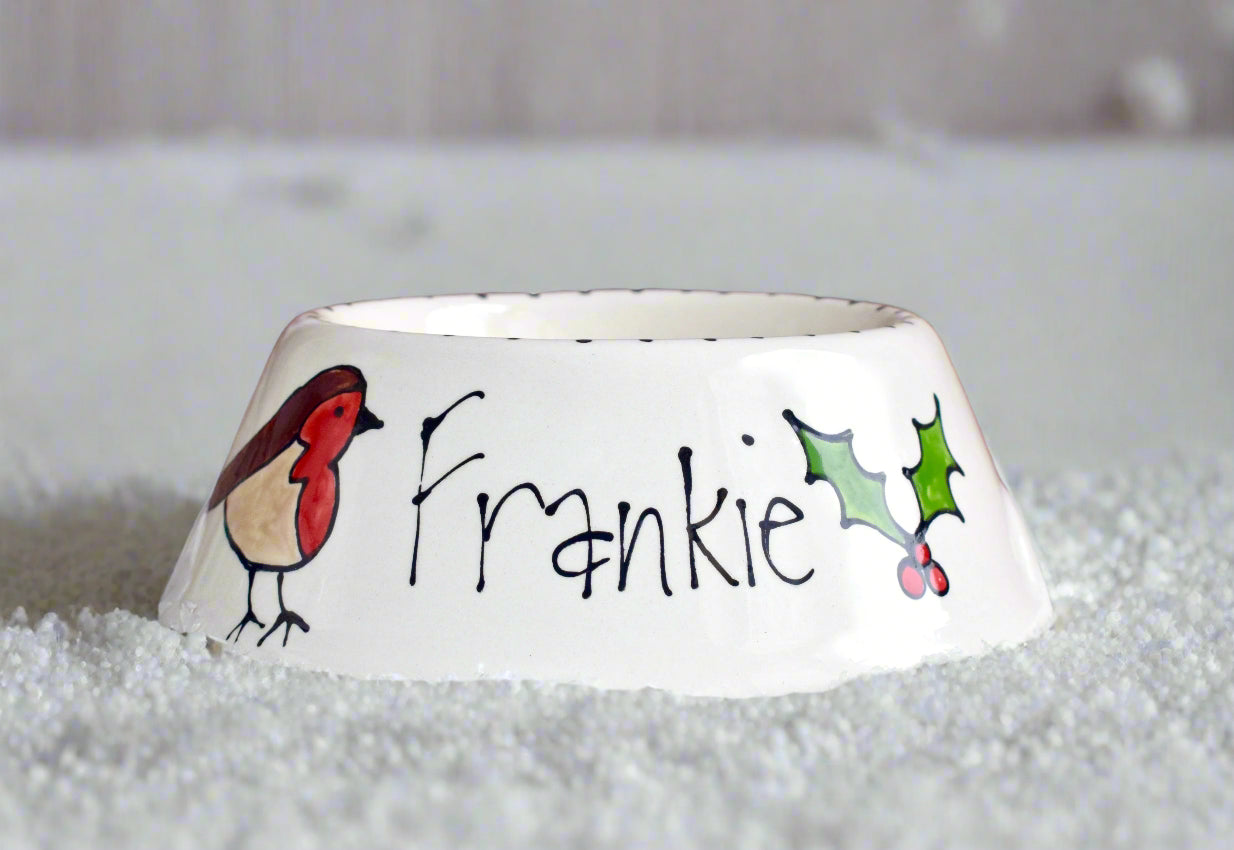 Personalised Slanted Christmas Design Bowl