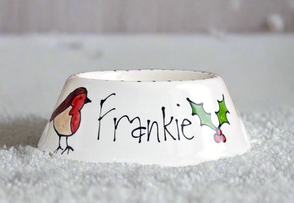 Personalised Slanted Christmas Design Bowl