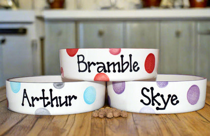 Personalised Straight Sided  Spotty Bowl