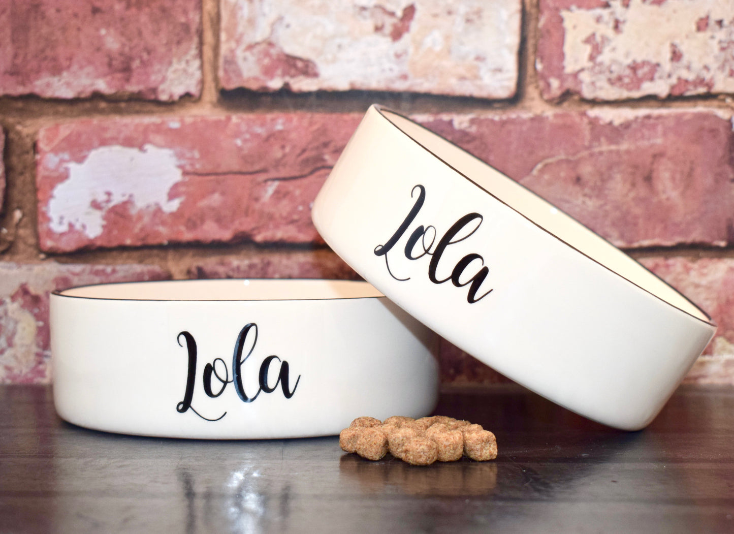 Personalised Straight sided Script Font 2 bowl set