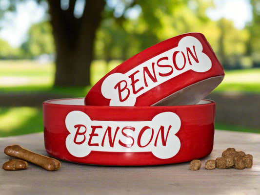 Personalised Straight sided Bone design 2 bowl set